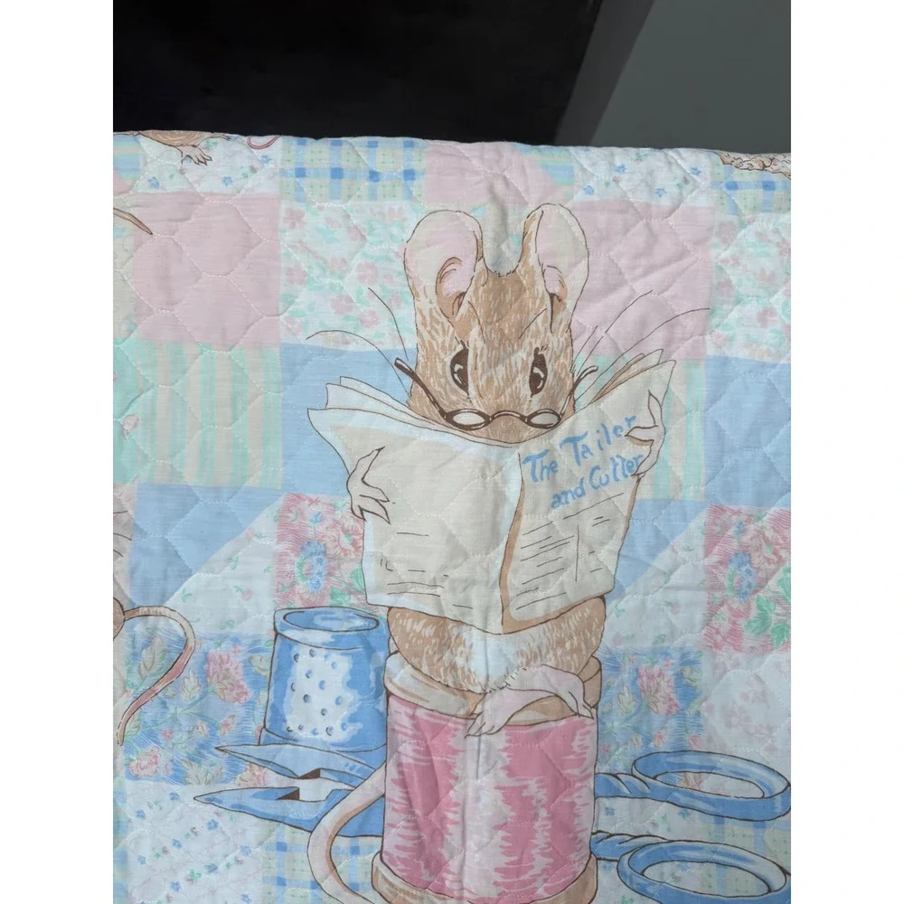 Vintage Peter Rabbit Print Baby Quilt